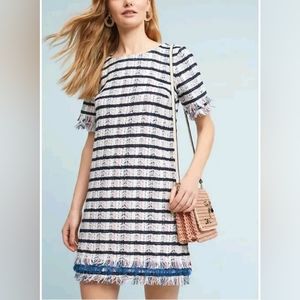 Holding Horses Anthropologie Miette Textured Fringe 100% Cotton Tunic Dress Sz 2